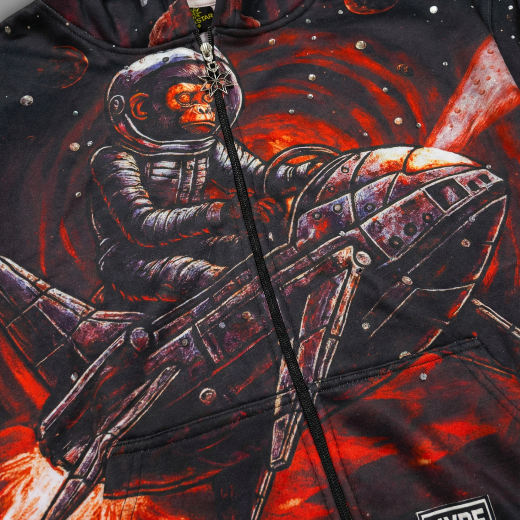 Crimson Orbit - Zip Up Hoodie - Volcanic Red - CO-001