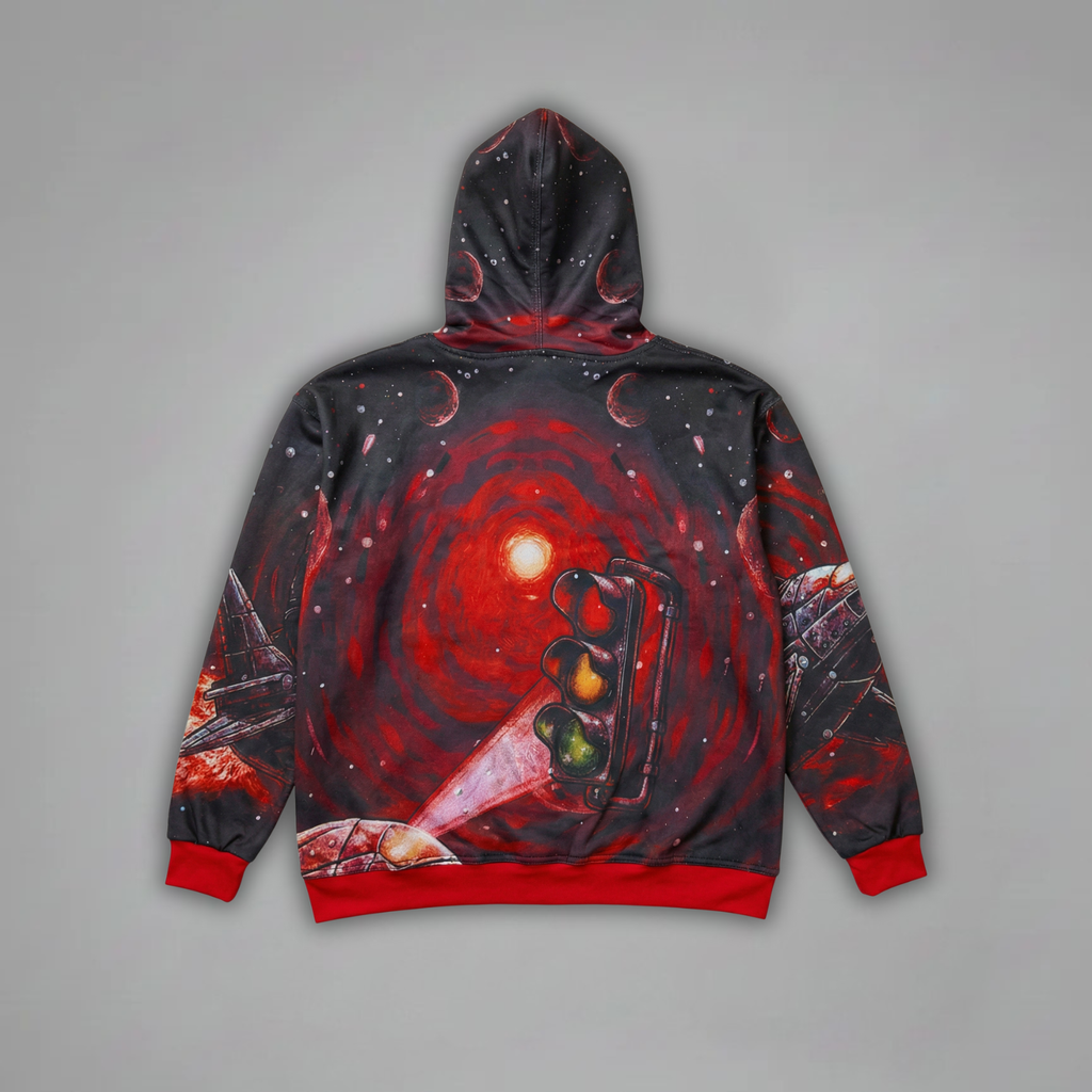 Crimson Orbit - Zip Up Hoodie - Volcanic Red - CO-001