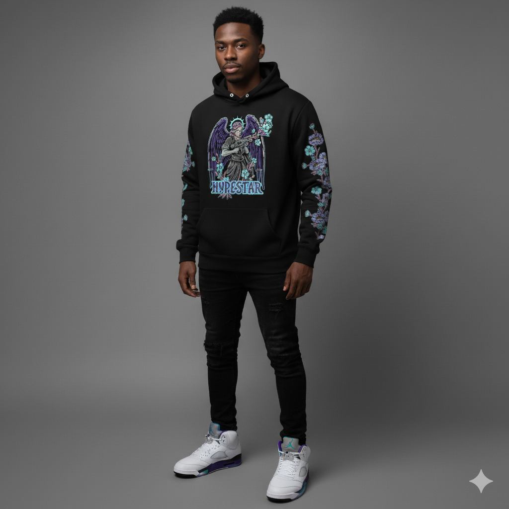 Hype Star Hoodie - Armed Angel - Black And Purple - 0916