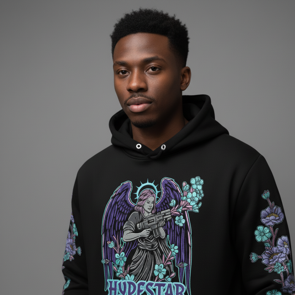 Hype Star Hoodie - Armed Angel - Black And Purple - 0916