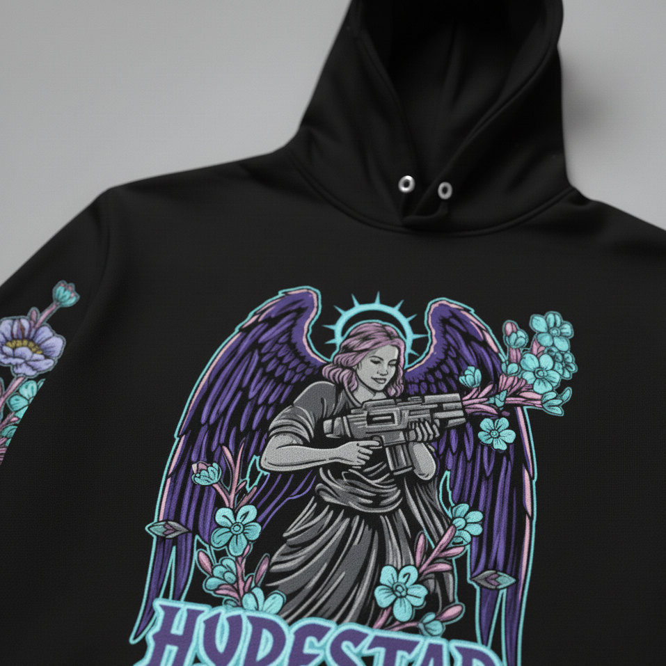 Hype Star Hoodie - Armed Angel - Black And Purple - 0916