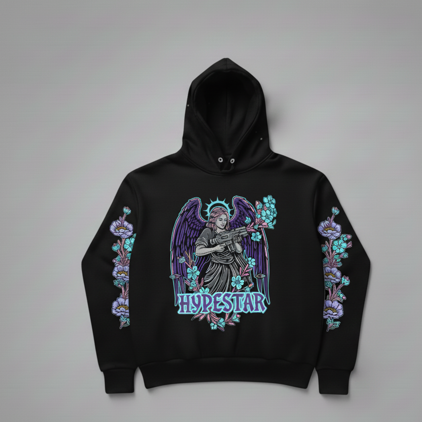 Hype Star Hoodie - Armed Angel - Black And Purple - 0916