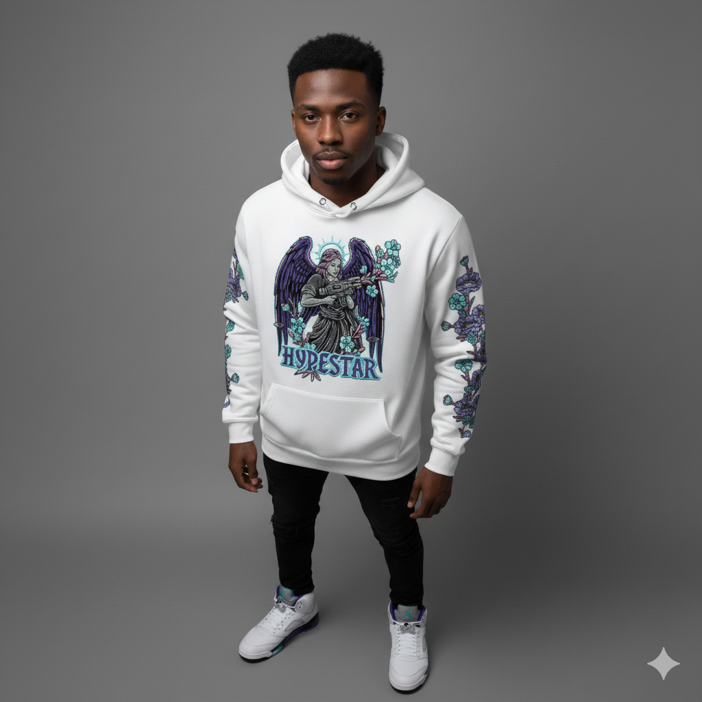 Hype Star Hoodie - Armed Angel - White And Purple - 0916