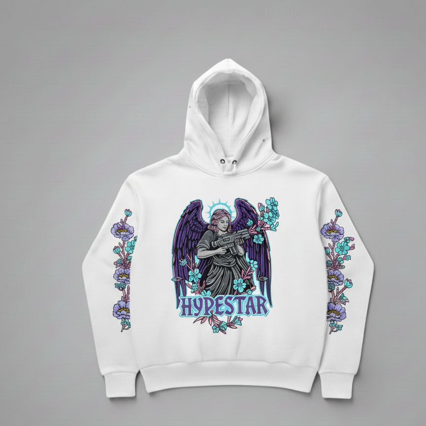 Hype Star Hoodie - Armed Angel - White And Purple - 0916