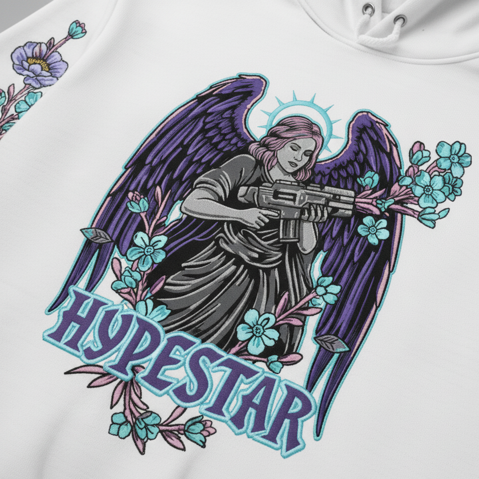 Hype Star Hoodie - Armed Angel - White And Purple - 0916