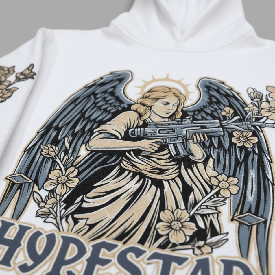 Hype Star Hoodie - Armed Angel - White And Cave Stone - 0916