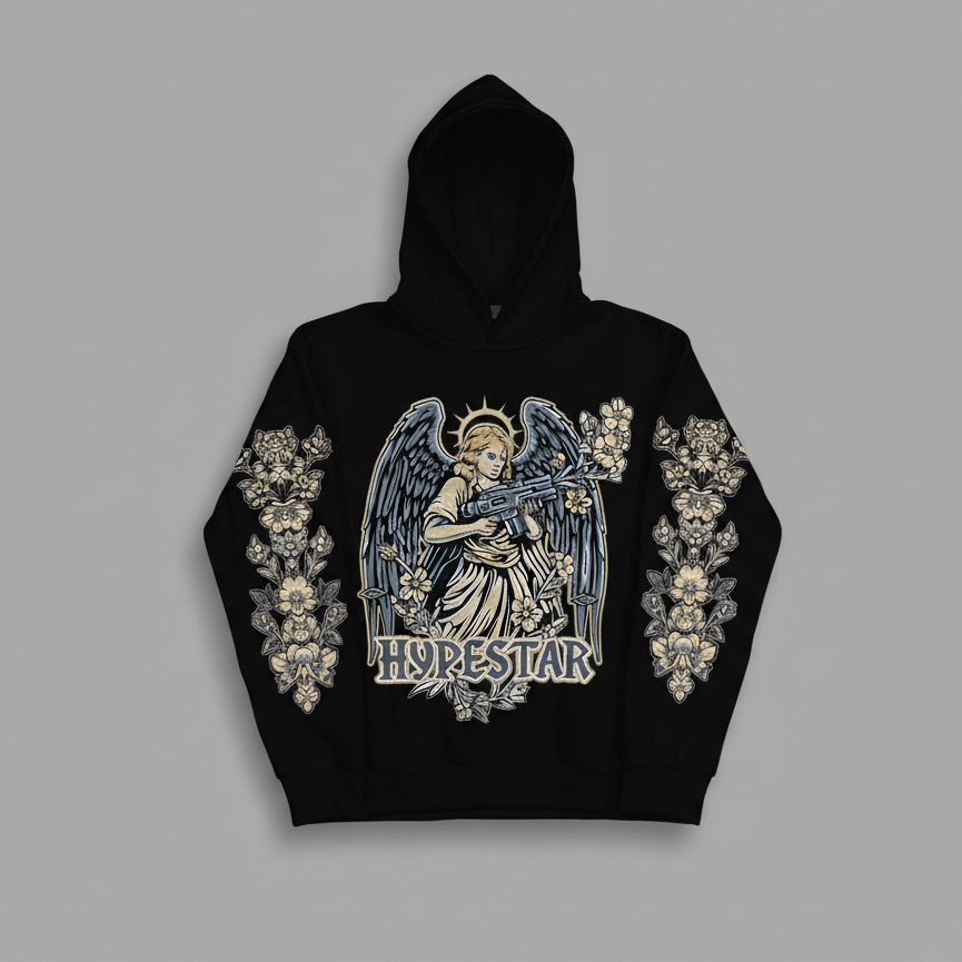 Hype Star Hoodie - Armed Angel - Black And Cave Stone - 0916