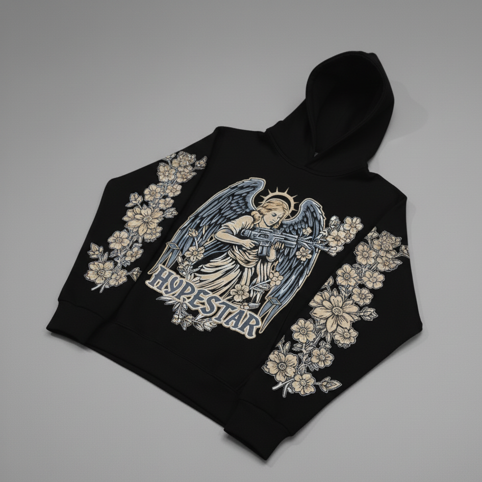 Hype Star Hoodie - Armed Angel - Black And Cave Stone - 0916