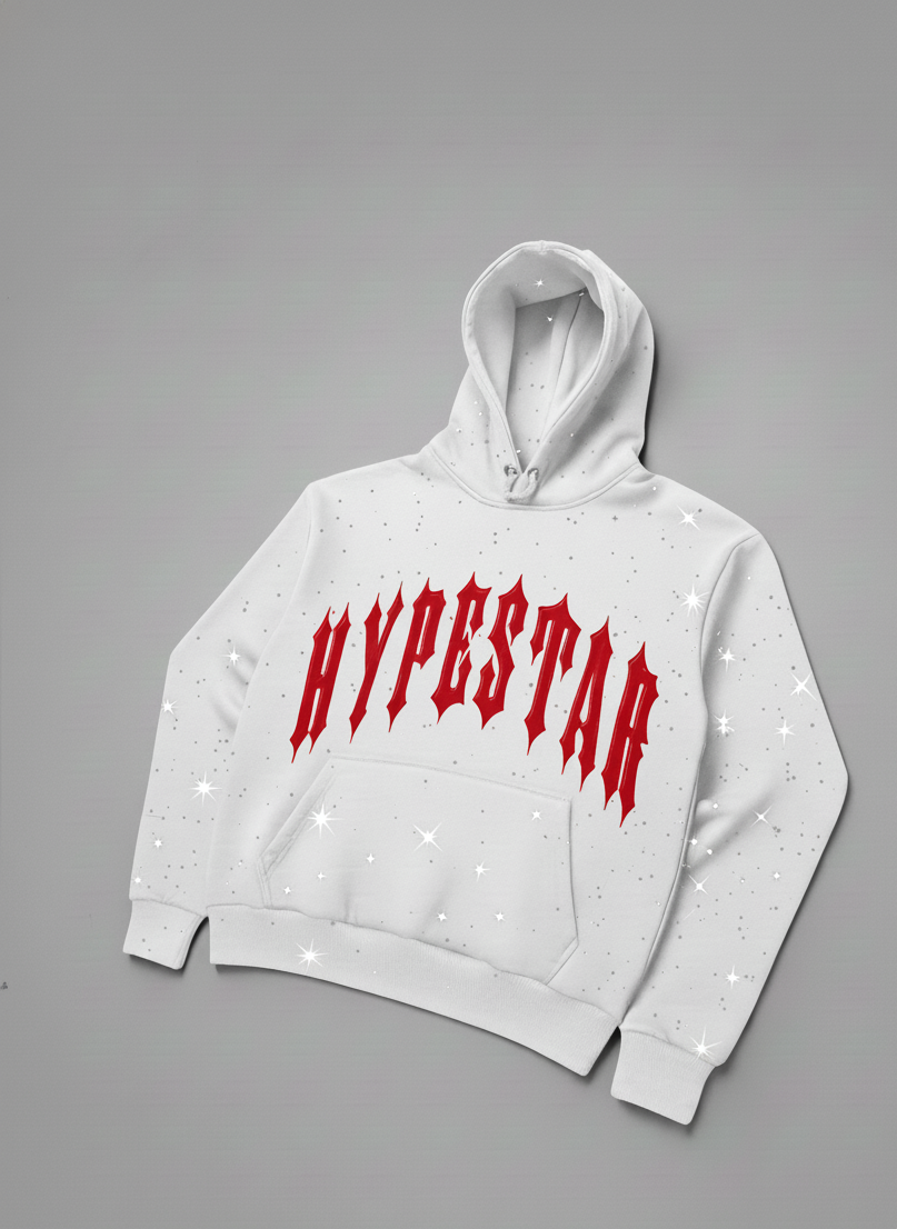 Hype Star Hoodie - Shine On Stage - White And Red - Q425