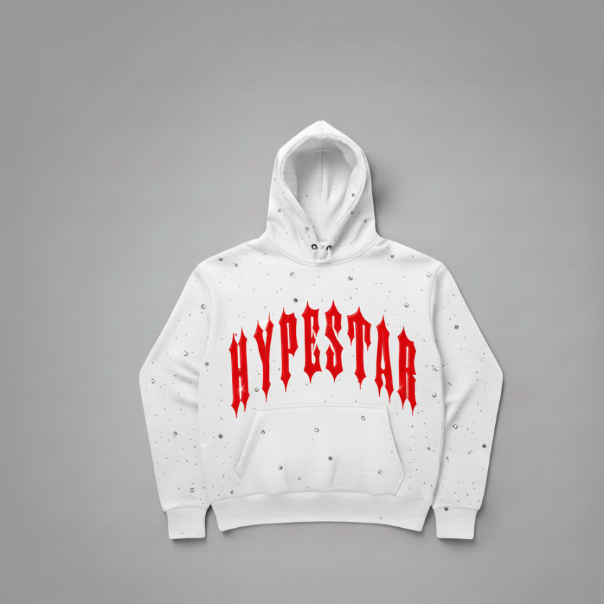 Hype Star Hoodie - Shine On Stage - White And Red - Q425