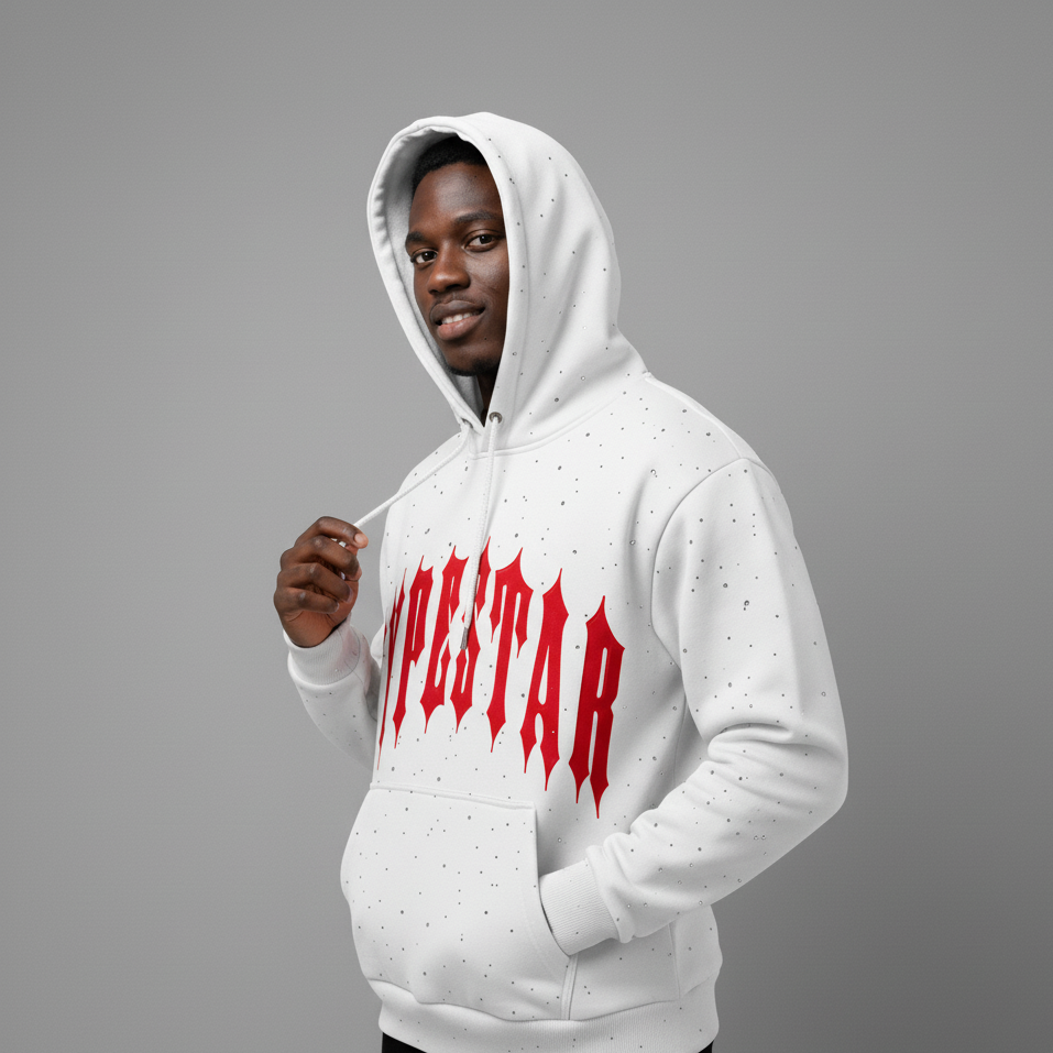 Hype Star Hoodie - Shine On Stage - White And Red - Q425