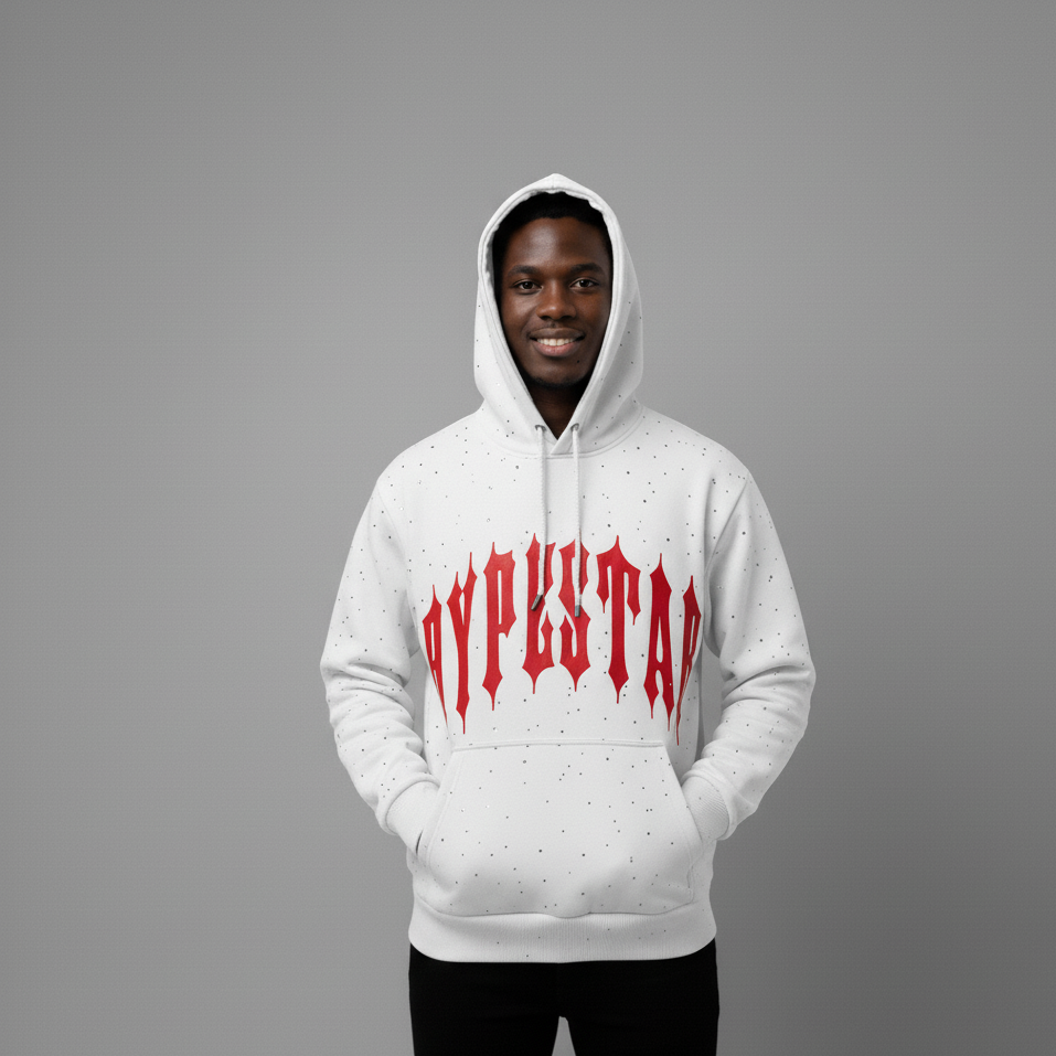 Hype Star Hoodie - Shine On Stage - White And Red - Q425